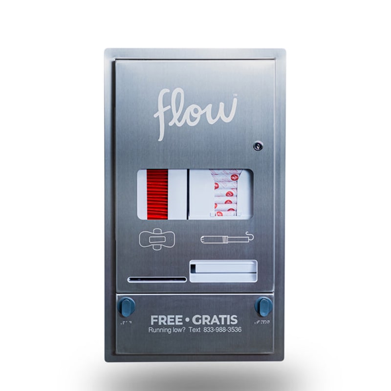 Aunt Flow Model R pad and tampon dispenser is a free feminine product dispenser