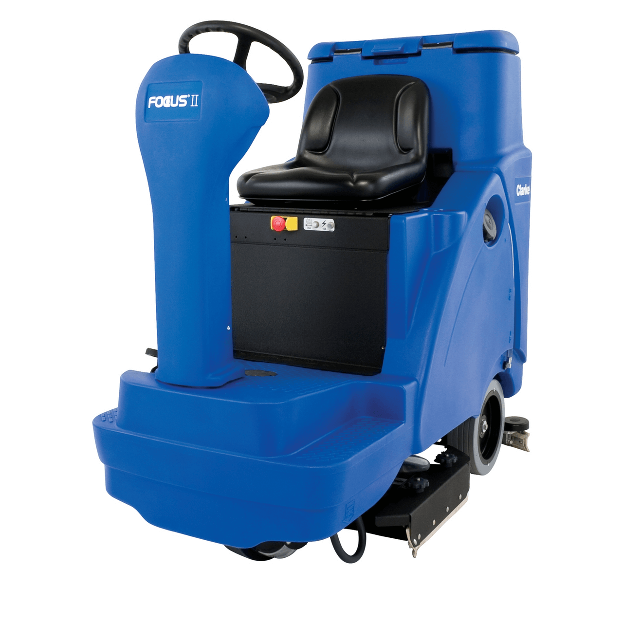 Clarke Cordless Ride-On Orbital Floor Scrubber - Advanced cleaning solution with a 28-inch orbital brush and chemical mixing system, designed for efficient floor maintenance tasks.