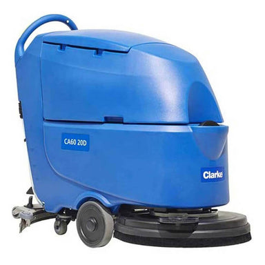 Professional-grade Clarke CA60 20DT 20" AGM Cordless Walk Behind Disc Floor Scrubber with Traction Drive - 16 Gallon: Efficient floor cleaning equipment.