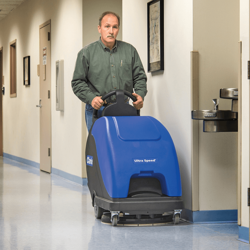 Clarke 56383524 ULTRA SPEED 20T 20" AGM Cordless Floor Burnisher with Traction Drive - Professional-grade floor maintenance equipment for efficient polishing.