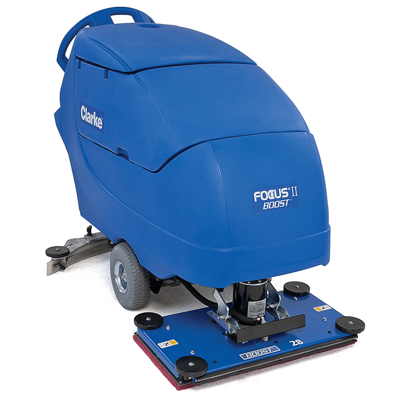 Clarke 05384A Focus II BOOST32 32 Inch Walk Behind Floor Scrubber 23 Gallon - Efficient commercial floor scrubber designed for thorough cleaning with a 23-gallon capacity.